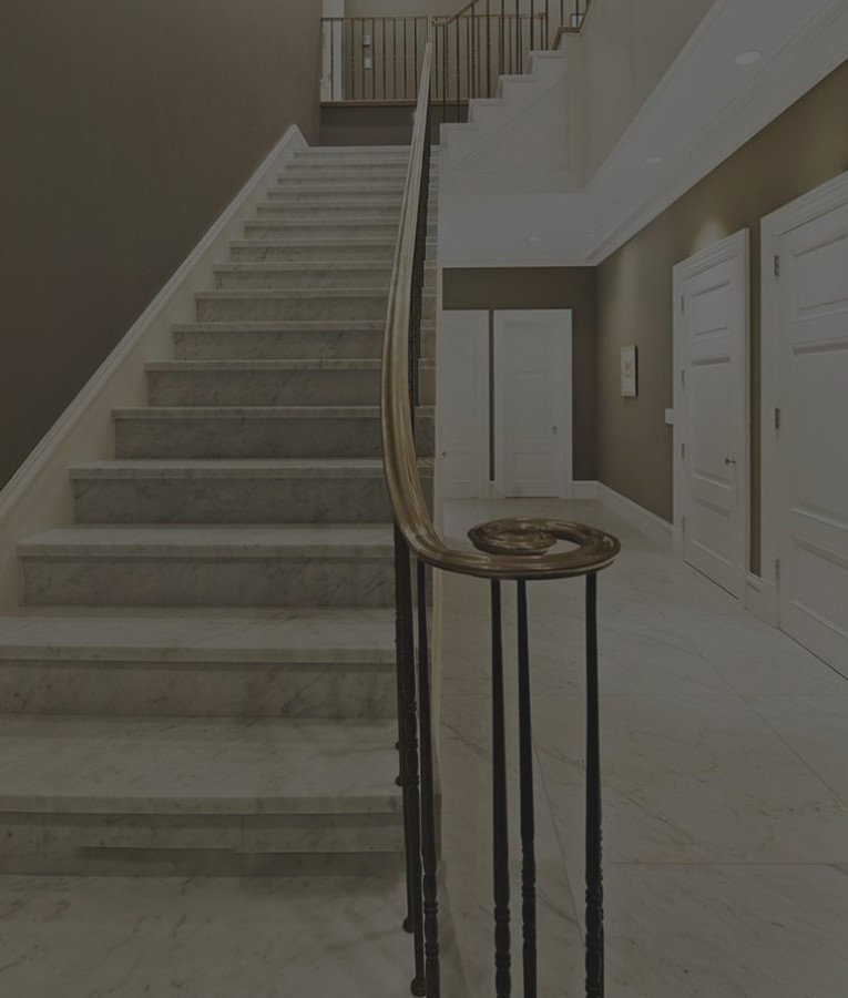 Facing of stairs with marble and granite