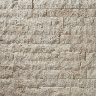 Плитка из травертина Light Split Face and Tumbled 2.1х10см х FL (свободная длина), бежевая с колотой состаренной поверхностью Export