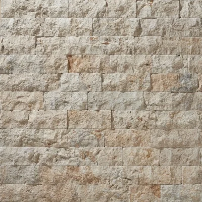 Плитка из травертина Classic Light Split Face and Tumbled 2.1х10см х FL (свободная длина), бежевая с колотой состаренной поверхностью Standart