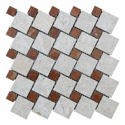 Мозаїка з мармуру Полірована МКР-6П (47x47-23x23) Victoria Beige - Rojo Alicante