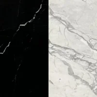 Портал для каміна Bravo Даллас Calacatta Black + Bianco Cararra Venatino мармур білий/чорний прямий
