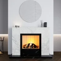 Портал для каміна Bravo Даллас Calacatta Black + Bianco Cararra Venatino мармур білий/чорний прямий
