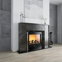 Портал для каміна Bravo Денвер Pietra Grey + Nero Marquina мармур сірий/чорний прямий
