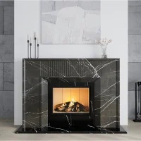 Портал для каміна Bravo Денвер Pietra Grey + Nero Marquina мармур сірий/чорний прямий