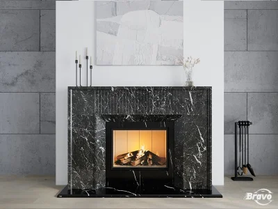 Портал для каміна Bravo Денвер Denver Grey + Nero Marquina мармур сірий/чорний прямий