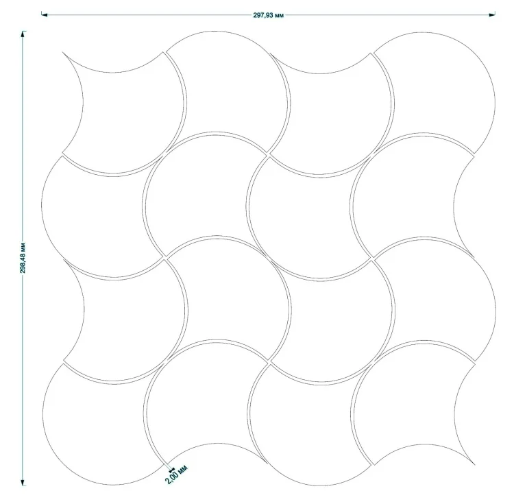 Мозаїка керамічна Kotto Ceramica SCALES SC X 6023 Ivory 300 x 300 x 9 (93 x 87) 0,075 м2