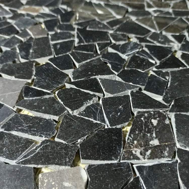 Мозаика из мрамора Полированная МКР-ХП (хаотичная) Marquina Black