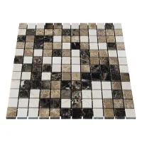 Мозаика из мрамора Полированная МКР-2П (23x23) Emperador Dark + Emperador Light + Crema Marfil