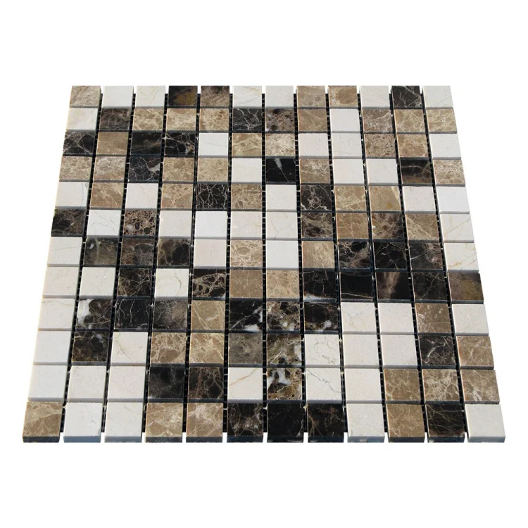 Мозаика из мрамора Полированная МКР-2П (23x23) Emperador Dark + Emperador Light + Crema Marfil