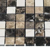 Мозаика из мрамора Полированная МКР-2П (23x23) Emperador Dark + Emperador Light + Crema Marfil