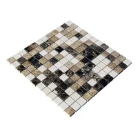 Мозаика из мрамора Полированная МКР-2П (23x23) Emperador Dark + Emperador Light + Crema Marfil
