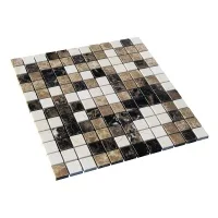 Мозаика из мрамора Полированная МКР-2П (23x23) Emperador Dark + Emperador Light + Crema Marfil