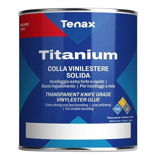 Клей винилэфирный Tenax Titanium extra clear экстра-прозрачный 1 л, густой жаростойкий для камней, керамики