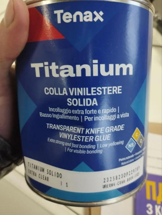 Клей винилэфирный Tenax Titanium extra clear экстра-прозрачный 1 л, густой жаростойкий для камней, керамики