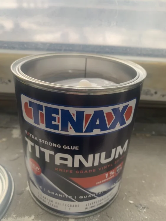 Клей винилэфирный Tenax Titanium extra clear экстра-прозрачный 1 л, густой жаростойкий для камней, керамики