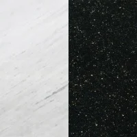 Портал для каміна Bravo Техно Polaris мармур + Black Galaxy граніт білий/чорний кутовий