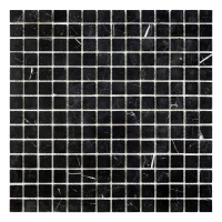 Мозаика из мрамора D-CORE ZM-8816M Nero Marquina 20x20x4 (305x305) мм глянцевая на сетке