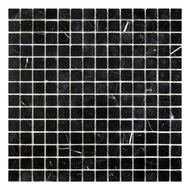Мозаика из мрамора D-CORE ZM-8816M Nero Marquina 20x20x4 (305x305) мм глянцевая на сетке