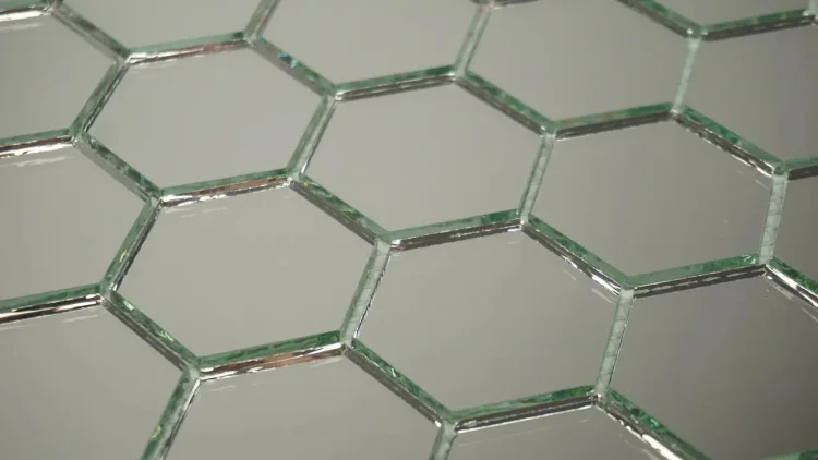 Мозаика зеркальная DecorStoneHub Zs-hex-Z серебристая 304х303 мм соты для зонирования пространства