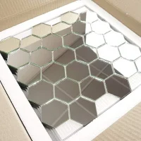 Мозаика зеркальная DecorStoneHub Zs-hex-Z серебристая 304х303 мм соты для зонирования пространства
