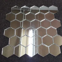 Мозаика зеркальная DecorStoneHub Zs-hex-Z серебристая 304х303 мм соты для зонирования пространства