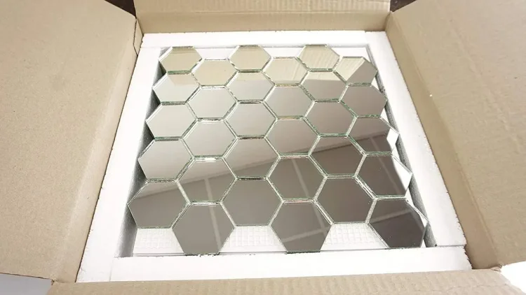 Мозаика зеркальная DecorStoneHub Zs-hex-Z серебристая 304х303 мм соты для зонирования пространства