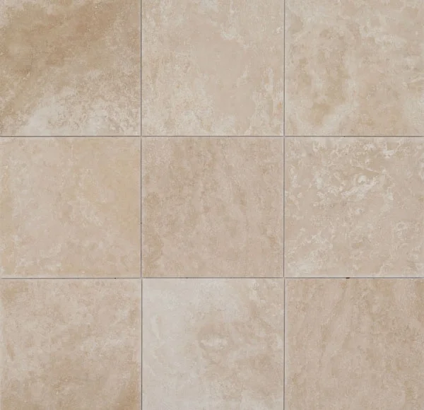 Плитка из травертина Classic Light Filled and Honed 1,2х61х61 см, бежевая матовая заполненная шлифованная Standart