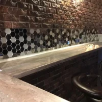 Мозаика зеркальная DecorStoneHub Zs-hex-ZSG серебристо-графитовый микс с сатином 304х303 мм гексагон
