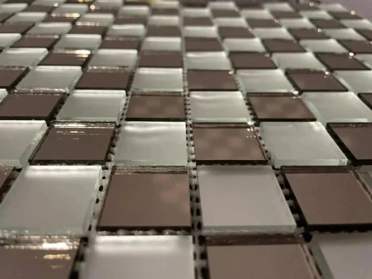 Мозаїка дзеркальна DecorStoneHub Zs-mix-SB бронзова з сатином 330х330 мм шахова дошка для обрамлення