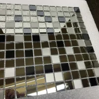 Мозаїка дзеркальна DecorStoneHub Zs-mix-ZSG сріблясто-графітовий мікс з сатином 304х304 мм для бару
