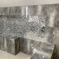 Мозаїка дзеркальна DecorStoneHub Zs-mix-ZSG сріблясто-графітовий мікс з сатином 304х304 мм для бару