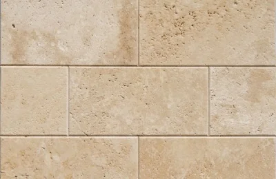 Плитка з травертину Light Brushed 1,2 х20, 3х40, 6 см, бежева брашована з фаскою, рустом Export