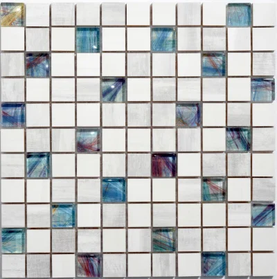 Мозаїка керамічна Kotto Ceramica СМ 3107 C3 laterizio griz/laterizio bianco/line glass 300 х 300 х 9 ( 25 х 25 )