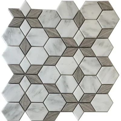 Мозаїка Mozaico de Lux S-MOS SPTH2840-207R-8 Wood+White 26,0x30,0 см