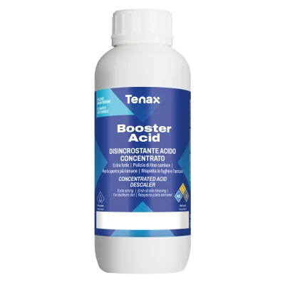 Очиститель Tenax Booster Acid 1 л, кислотный от накипи, известкового налета, строительных и органических загрязнений