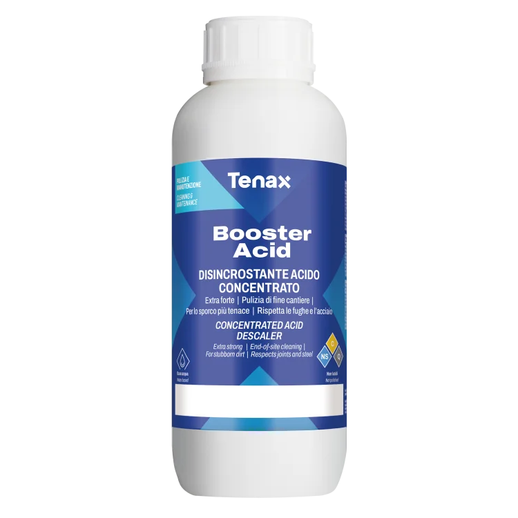 Очиститель Tenax Booster Acid 1 л, кислотный от накипи, известкового налета, строительных и органических загрязнений