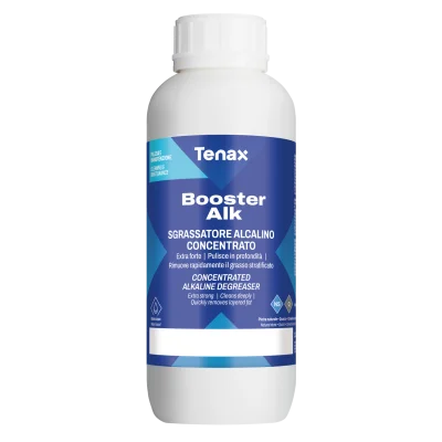 Очиститель Tenax Booster Alk 1 л от стойких загрязнений, жиров и эпоксидных смол, следов от резины из камня