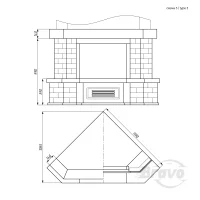 Портал для каміна Bravo Верона Rosso Asiago мармур + плитка Travertine червоний/бежевий кутовий n3