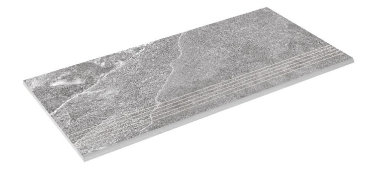 Сходинка з керамограніту Zeus Ceramica Kalakito Grey SZRXKA8BRNQ Еко 600х300х9,2 мм сіра, під камінь, матова, з протиковзскими прорізами