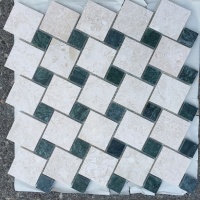 Мозаика из мрамора Полированная МКР-6П (47x47-23x23) Victoria Beige - Verde Guatemala