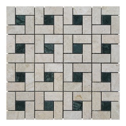 Мозаїка з мармуру Полірована МКР-7П (47x47-23x23) Victoria Beige - Verde Guatemala