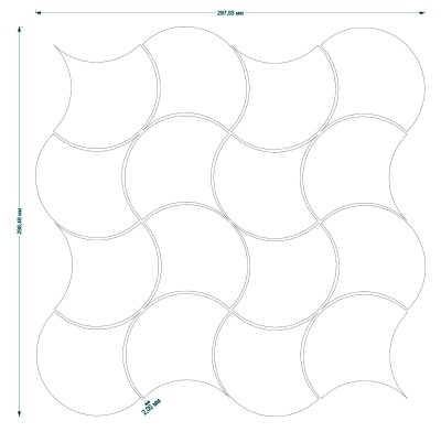 Мозаїка керамічна Kotto Ceramica SCALES SC X6003 Grey Shedol 300 x 300 x 9 (93 x 87) 0,075 м2 м2