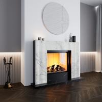 Портал для каміна Bravo Даллас Calacatta Black + Bianco Cararra Venatino мармур білий/чорний прямий