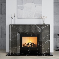 Портал для камина Bravo Денвер Pietra Grey + Nero Marquina мрамор серый/черный прямой
