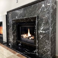 Портал для камина Bravo Денвер Denver Grey + Nero Marquina мрамор серый/черный прямой