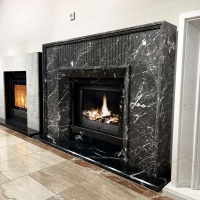 Портал для камина Bravo Денвер Denver Grey + Nero Marquina мрамор серый/черный прямой