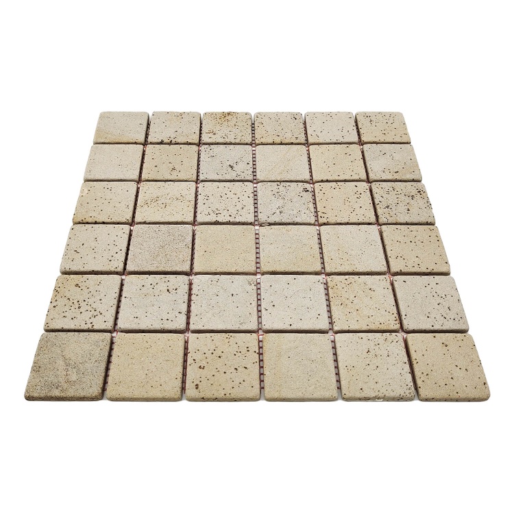 Мозаика каменная KrimArt МКР-3СВ Песчаник Крем бежевая 305x305x6 мм для фасада колонн спа забора и террасы