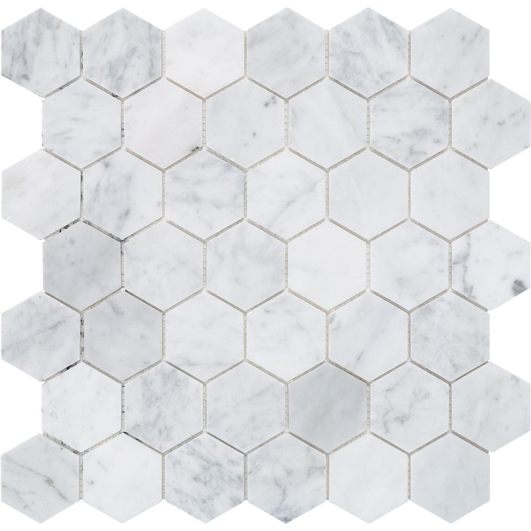 Мраморная мозаика Mozaico de Lux C-MOS Hexagon Bianco Carrara Pol