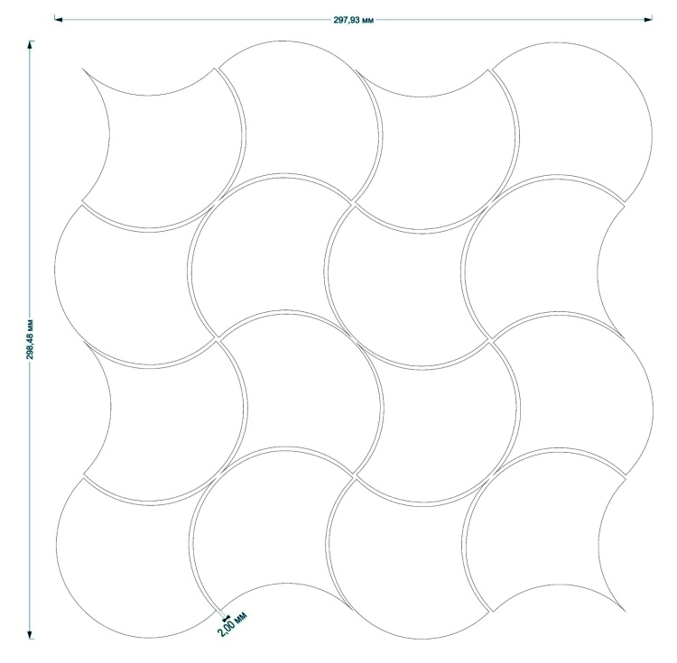 Мозаика керамическая Kotto Ceramica SCALES SC X 6029 Grey Shedol Light 300 x 300 x 9  ( 93 x 87 ) 0,075 м2