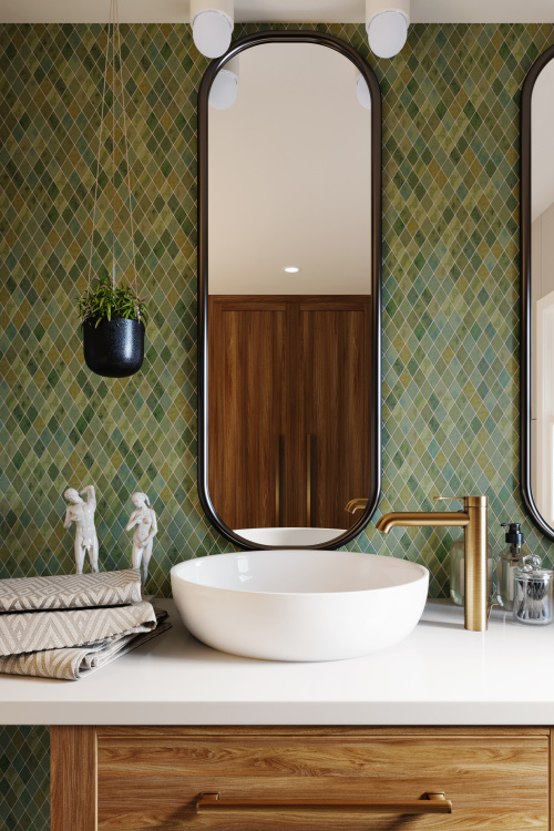 Мозаика из керамогранита Kotto Ceramica MI7 30500303C Terra Verde   300 x 300 х 10  ( ромб 30 x 50 )